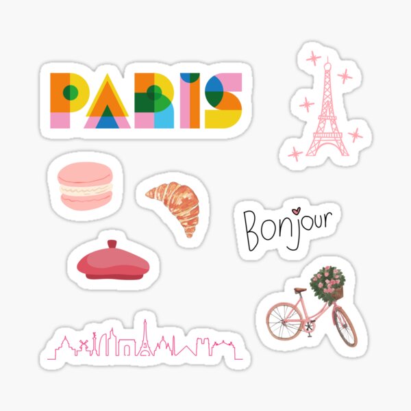 Item preview, Paris Sticker Pack | Paris | Eiffel Tower | Macaroons | French Beret designed and sold by PrintEveryday.