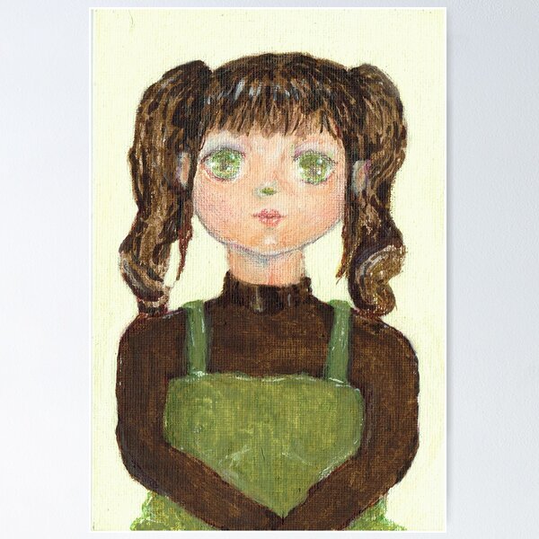 Item preview, Green manga girl painting designed and sold by nonsenseflower.