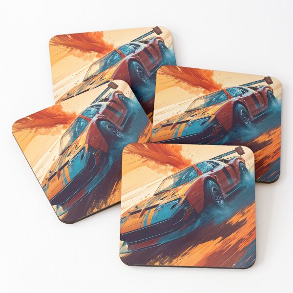 Item preview, Orange Sports Car Escaping A Dust Storm designed and sold by Ink Art Design.