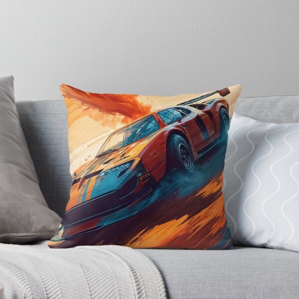 Item preview, Orange Sports Car Escaping A Dust Storm designed and sold by Ink Art Design.