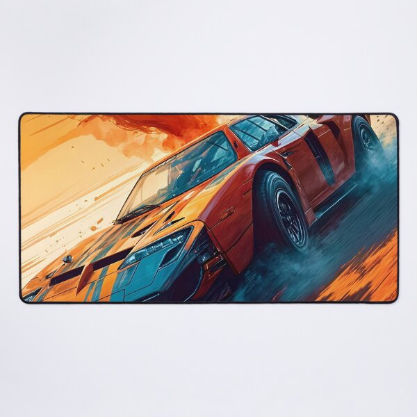 Item preview, Orange Sports Car Escaping A Dust Storm designed and sold by Ink Art Design.