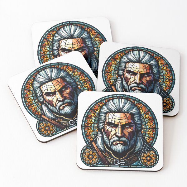 Item preview, stained glass Geralt with sword designed and sold by DuskTillDown.