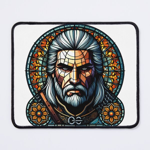 Item preview, stained glass Geralt with sword designed and sold by DuskTillDown.
