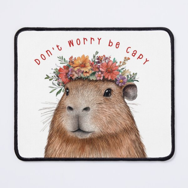 Item preview, Don't worry, be Capy - a cute capybara with a flower wreath designed and sold by uriviolka99.