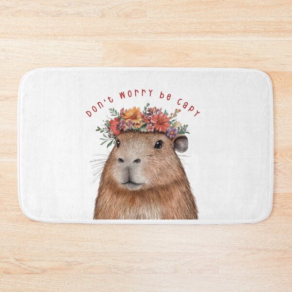 Item preview, Don't worry, be Capy - a cute capybara with a flower wreath designed and sold by uriviolka99.