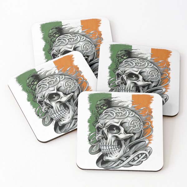 Item preview, Irish Flag and Skull Tattoo Style Design designed and sold by CELTIC-DESIGNS.