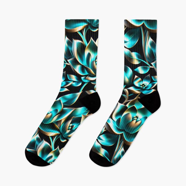 Item preview, Foil Teal & Gold Flowers | 3D Metallic Botanical Drawing designed and sold by Juliette Ozkalfayan.