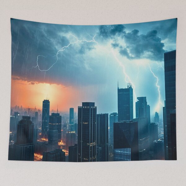 Item preview, Storm Over a Megacity designed and sold by PhoceaWallpaper.