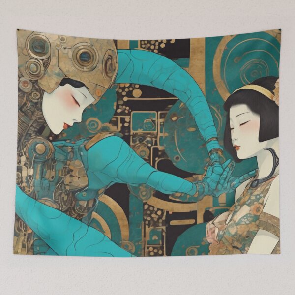 Item preview, Robot Blue Shunga Hybrid Imitation Japanese Erotica #95 designed and sold by NickWhittleArt.