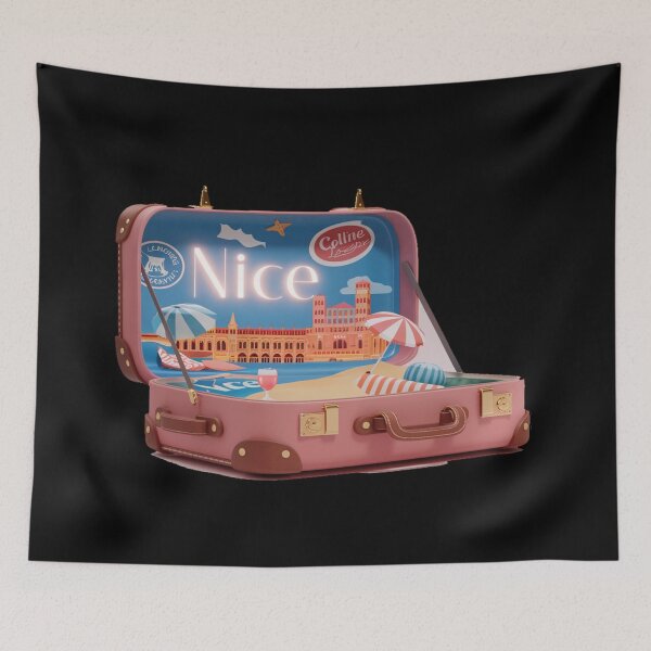 Item preview, Nice French Riviera -"South of France Adventure Suitcase Retro Cartoon"  designed and sold by stickercuffs.