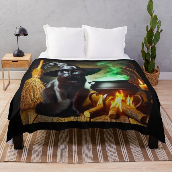 Item preview, Black witch cat with cauldron designed and sold by BackgroundND.