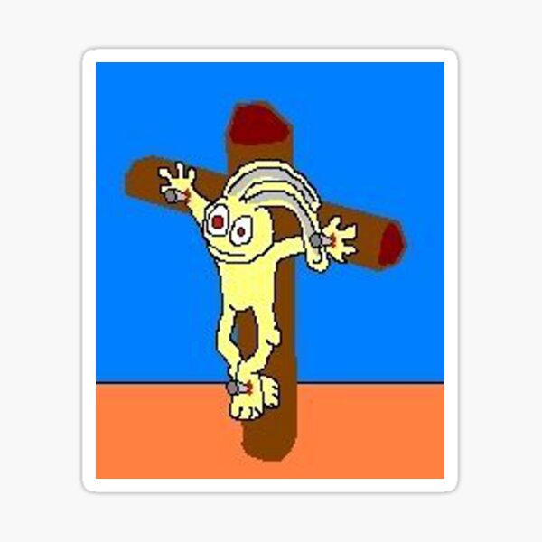 bunny dog on the cross Sticker