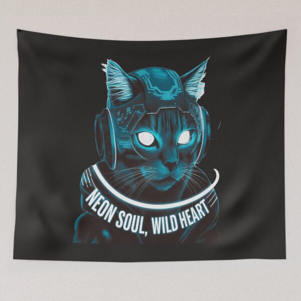 Item preview,  Cyberpunk Neon Cat – Futuristic Glow Art designed and sold by Petpixy.