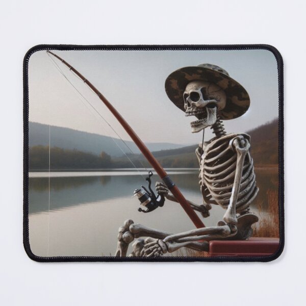 Item preview, Skeleton fisherman at the edge of a lake designed and sold by Club-Satini.