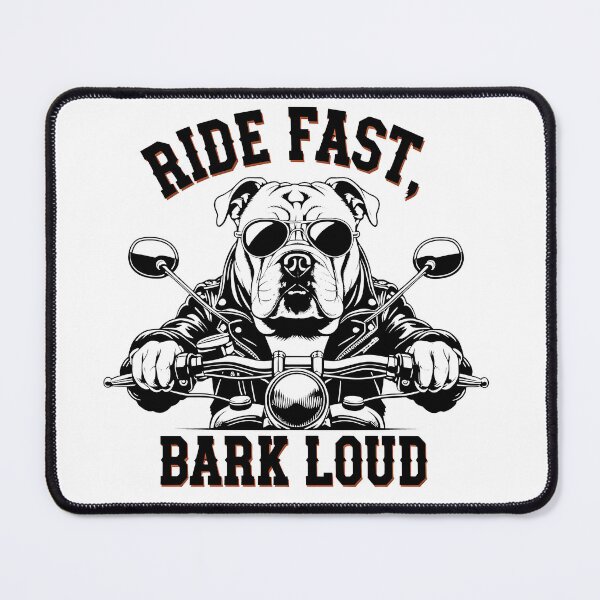 Item preview, RIDE FAST, BARK LOUD - Retro Biker Bulldog designed and sold by EnigmaVoid.