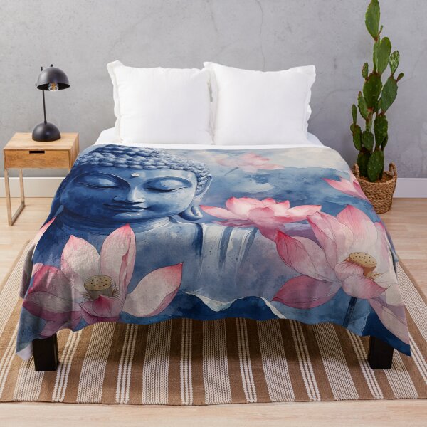 Item preview, Buddha and Pink Lotus Flowers designed and sold by AdamesArtStudio.