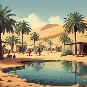 Artwork thumbnail, Vintage Art, Desert Oasis – Tranquil Arabian Escape by PixelsArtist.com