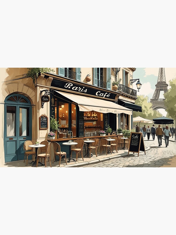 Thumbnail 3 of 3, Canvas Print, Vintage Art, Parisian Café Charm – Vintage Streets of Paris designed and sold by PixelsArtst.