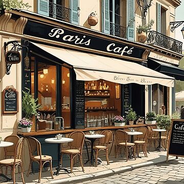 Artwork thumbnail, Vintage Art, Parisian Café Charm – Vintage Streets of Paris by PixelsArtist.com