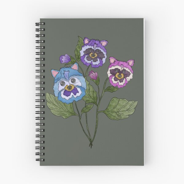 Aperçu de l'œuvre Pensées poubelles - Raton laveur (Panda poubelle) et hybride animal-fleur de pensée créée et vendue par Marguerite Artistry.