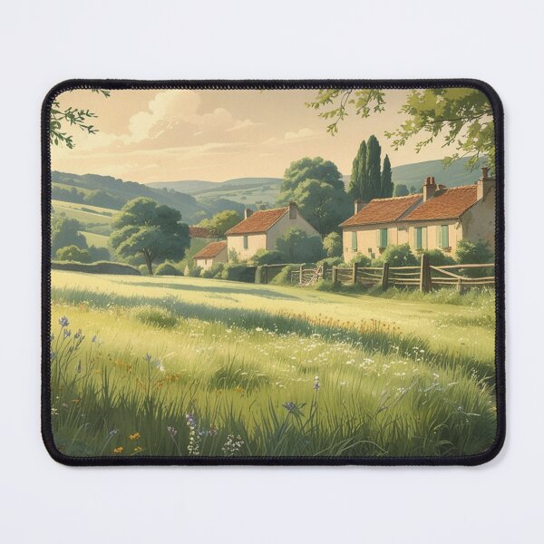 Vintage Art, Countryside Serenity – Idyllic Summer Meadow Mouse Pad