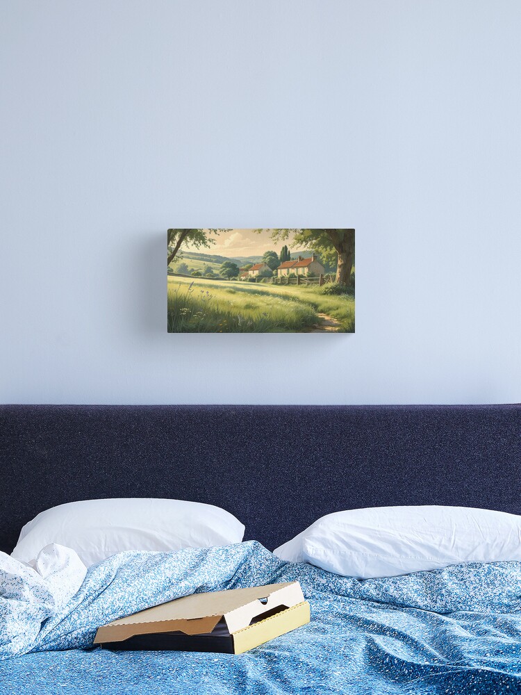 Thumbnail 2 of 3, Canvas Print, Vintage Art, Countryside Serenity – Idyllic Summer Meadow designed and sold by PixelsArtst.