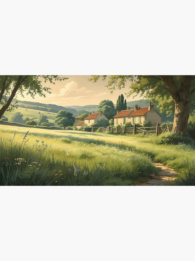 Thumbnail 3 of 3, Canvas Print, Vintage Art, Countryside Serenity – Idyllic Summer Meadow designed and sold by PixelsArtst.