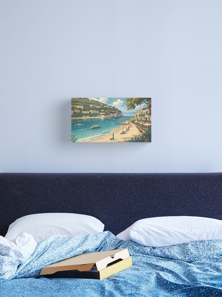 Thumbnail 2 of 3, Canvas Print, Vintage Art, Mediterranean Seaside Escape – Coastal Paradise designed and sold by PixelsArtst.