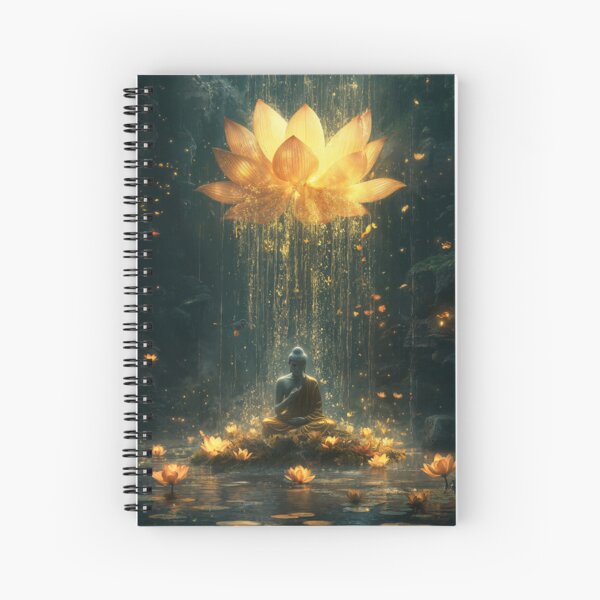 Artikel-Vorschau von Ruhiger sitzender Buddha und goldene Lotusblume, designt und verkauft von AdamesArtStudio.