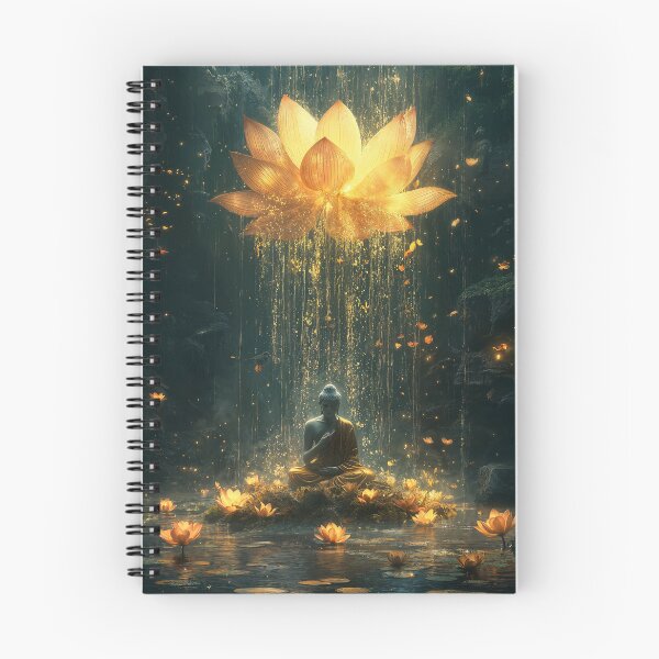 Item preview, Serene Sitting Buddha and Golden Lotus Flower designed and sold by AdamesArtStudio.