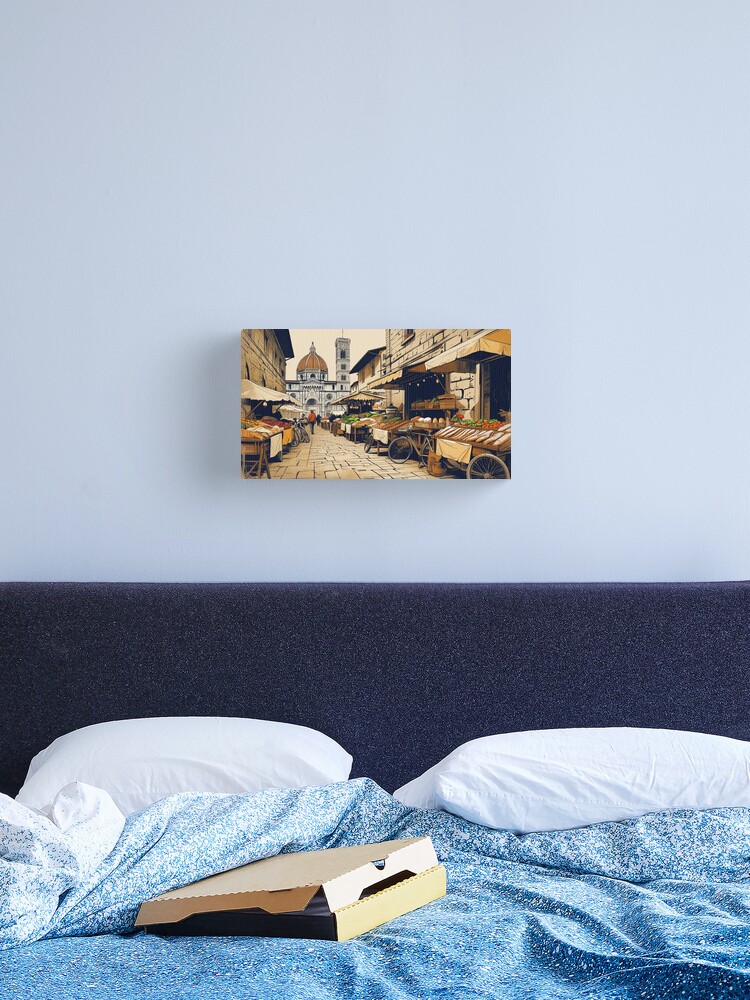 Thumbnail 2 of 3, Canvas Print, Vintage Art, Bustling Moroccan Market – Timeless Souk Scene designed and sold by PixelsArtst.