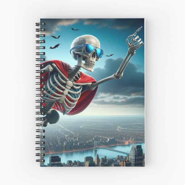 Item preview, Superhero skeleton flying over the city designed and sold by Club-Satini.