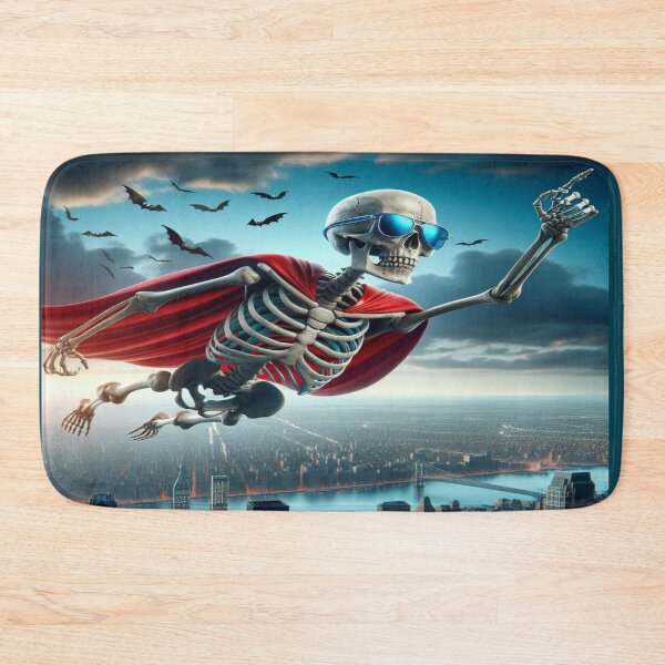 Item preview, Superhero skeleton flying over the city designed and sold by Club-Satini.