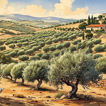Artwork thumbnail, Vintage Art, Tuscan Olive Grove – Rolling Hills & Rustic Charm by PixelsArtist.com