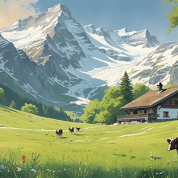 Artwork thumbnail, Vintage Art, Swiss Mountains – Idyllic Paradise by PixelsArtist.com