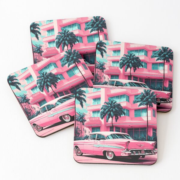 Item preview, Pink Retro Car Maimi Vice Style designed and sold by AdamesArtStudio.