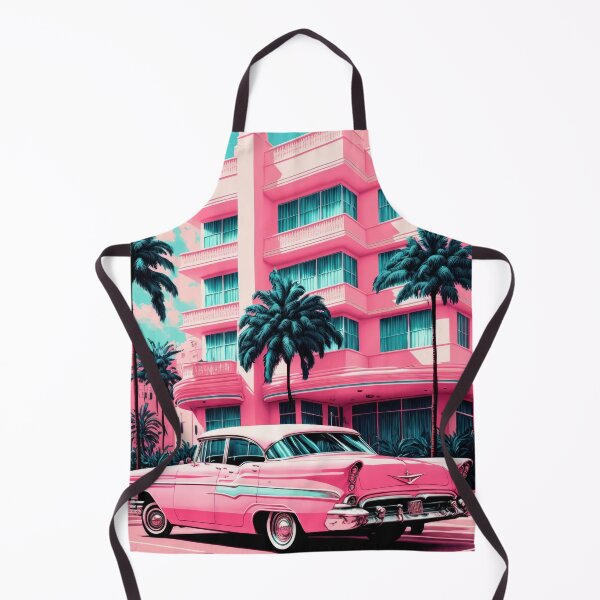 Artikelvorschau, Rosa Retro Auto im Maimi Vice Stil entworfen und verkauft von AdamesArtStudio.