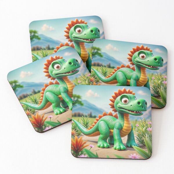 Item preview, Cute character 3D image dinosaur with a friendly smile against the beautiful landscape background. designed and sold by IaroslavB.