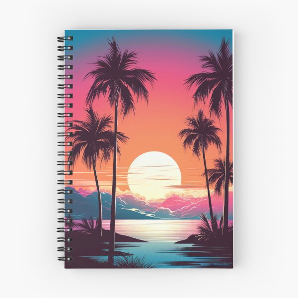 Artikelvorschau, Farbenfrohes Retro-Landschaftsbild im tropischen Sonnenuntergang entworfen und verkauft von AdamesArtStudio.