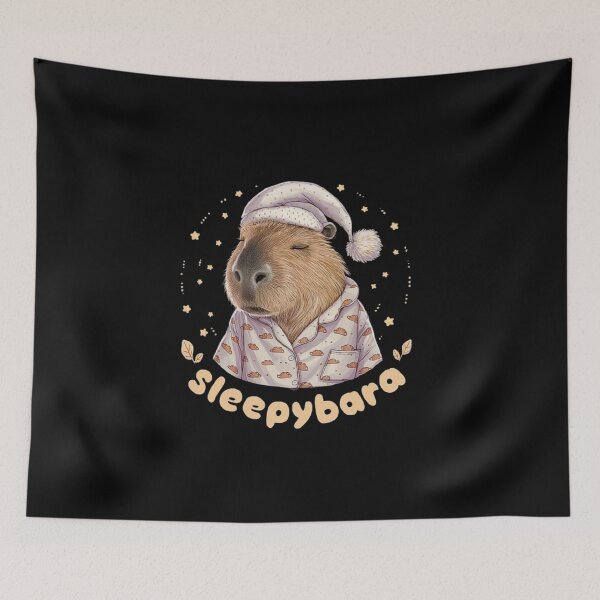 Item preview, Sleepy Capybara in Pajamas – Relaxing Nighttime Illustration designed and sold by love3617.