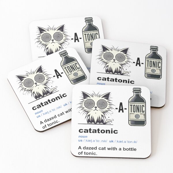 Item preview, Catatonic - a dazed cat with a bottle of tonic designed and sold by XYZish.