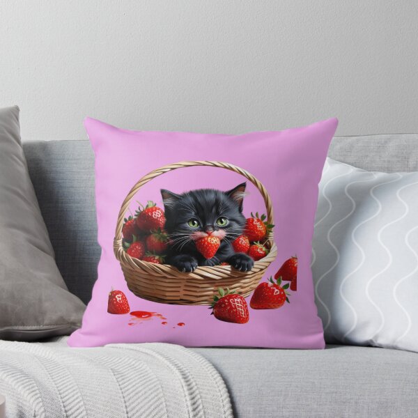 Item preview, Adorable Kitten Enjoying Strawberries in a Basket designed and sold by Summer Sunshine.