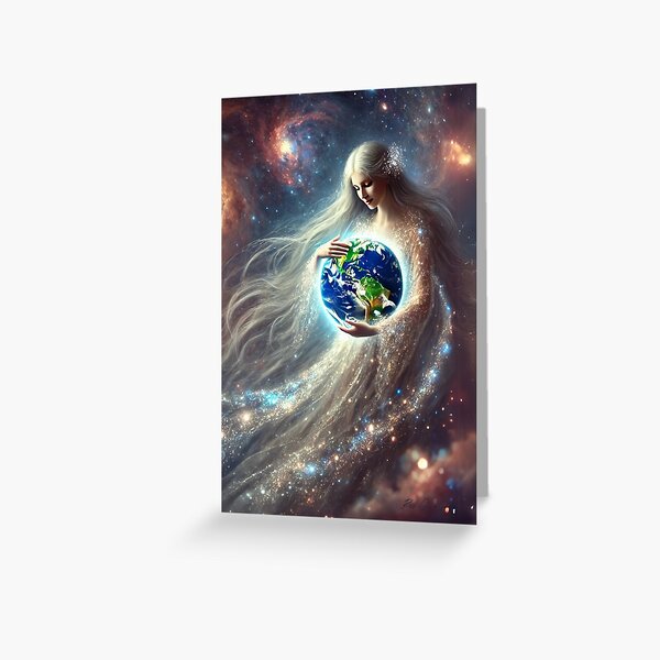 Artikel-Vorschau von Himmlische Göttin umarmt die Erde – Ätherische kosmische Kunst, designt und verkauft von BeaconMarketing.