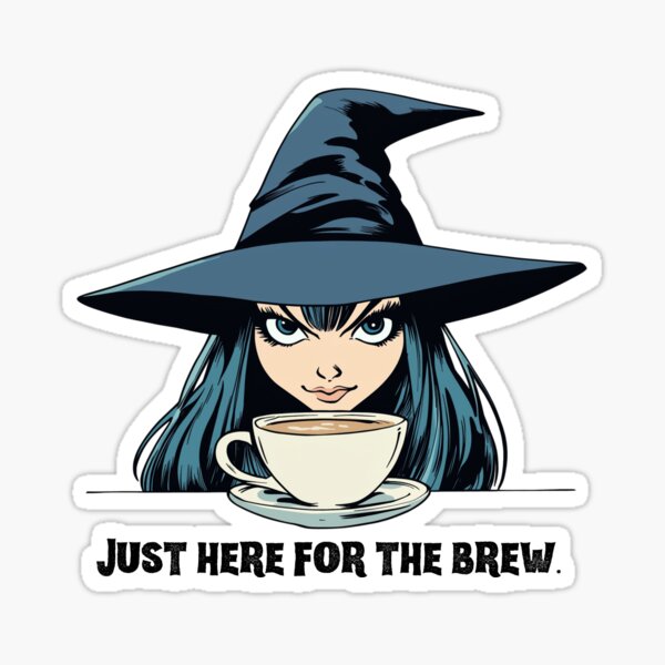 Item preview, Just Here for the Brew – Sassy Witch with Coffee | Magical Witchy Design designed and sold by RoseoftheWild.