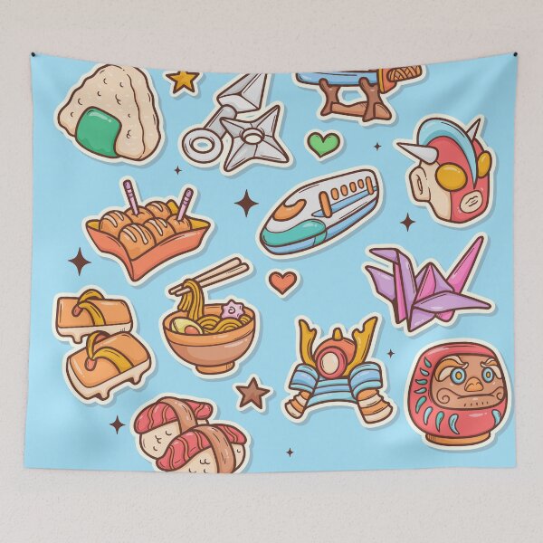 Item preview, Japan Cute Sticker Pack – Kawaii Japanese Culture Doodle designed and sold by CreaTahiti.