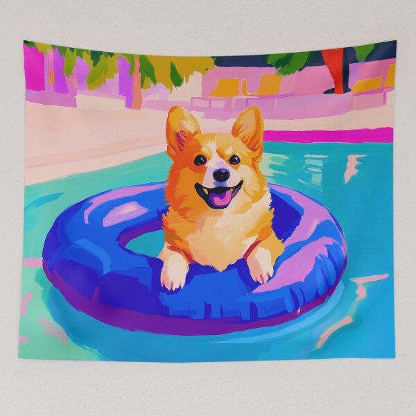 Item preview, Poolside Corgi designed and sold by lostinpixels.