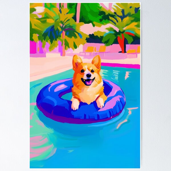 Item preview, Poolside Corgi designed and sold by lostinpixels.