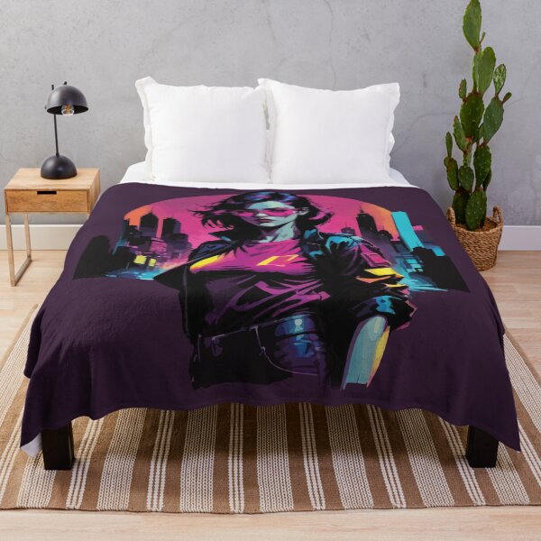 Item preview, The Girl in Black: Futuristic Cyberpunk Cityscape in Vibrant Vaporwave Aesthetic designed and sold by Yehia-Massoud.