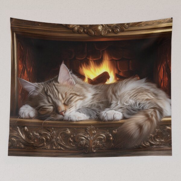 Item preview, Sleeping Cat At Fireplace designed and sold by Mythos57.