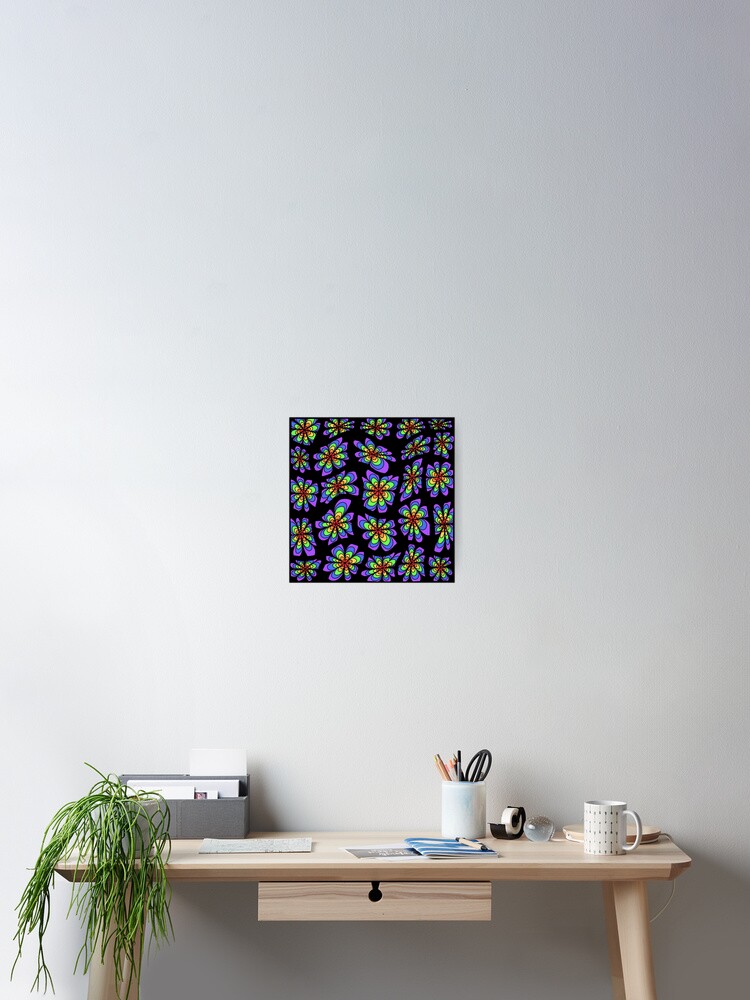 Thumbnail 2 of 3, Poster, Colorful flower pattern designed and sold by RomeoAzahar.